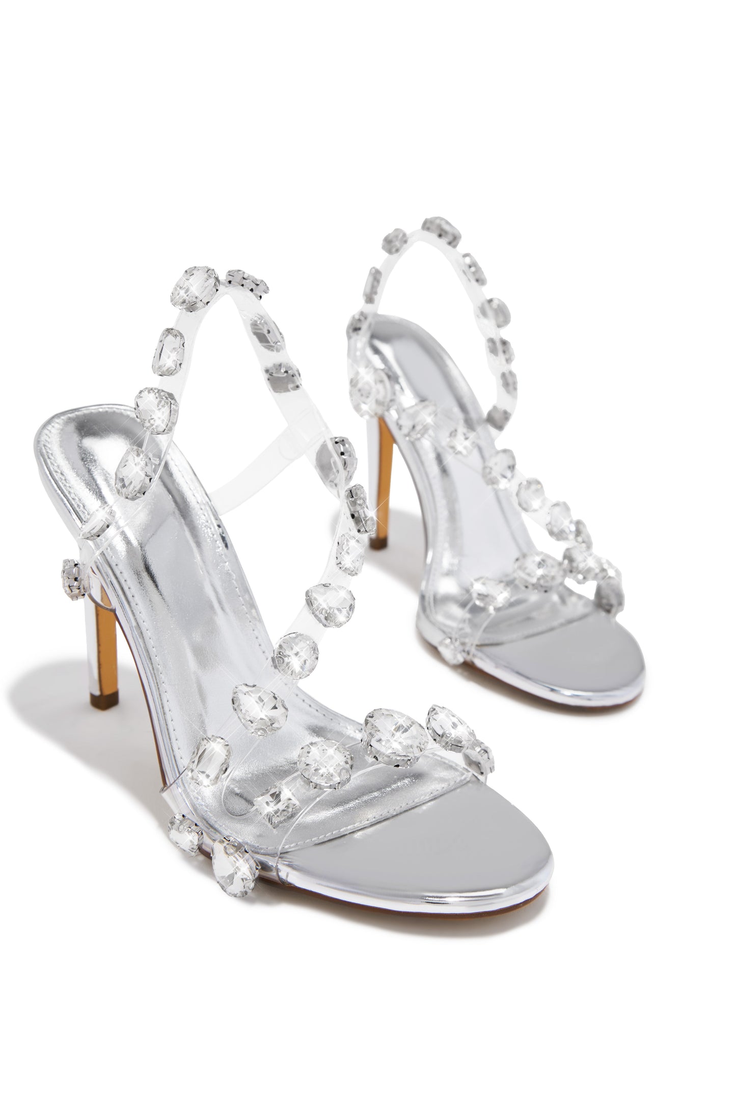 Kiah Embellished Slingback Heels - Silver