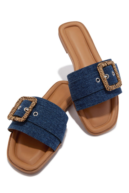 Paradise Steps Slip On Flat Sandals - Denim