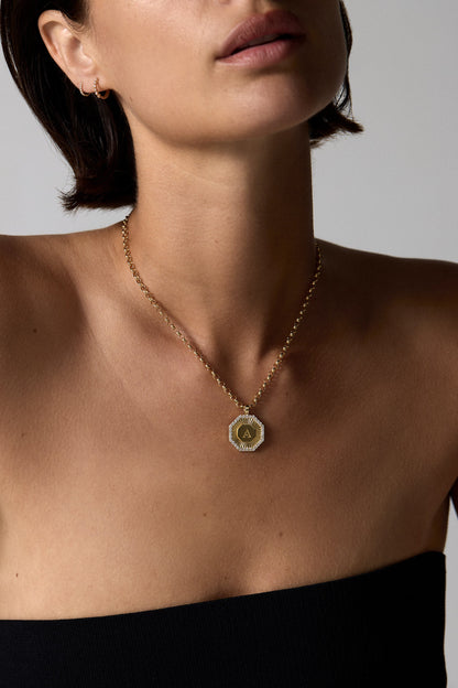 Diamond Halo Large Letter Attachment | 18K Yellow Gold
