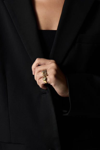 Margot Chain Ring | Silver or 9K White Gold