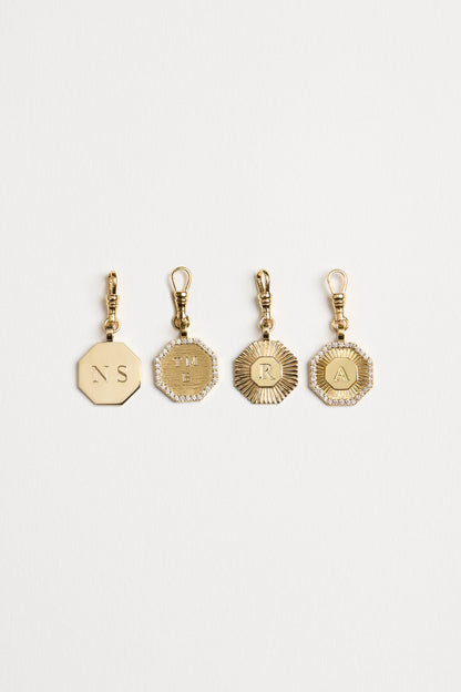 Diamond Halo Large Letter Attachment | 18K Yellow Gold