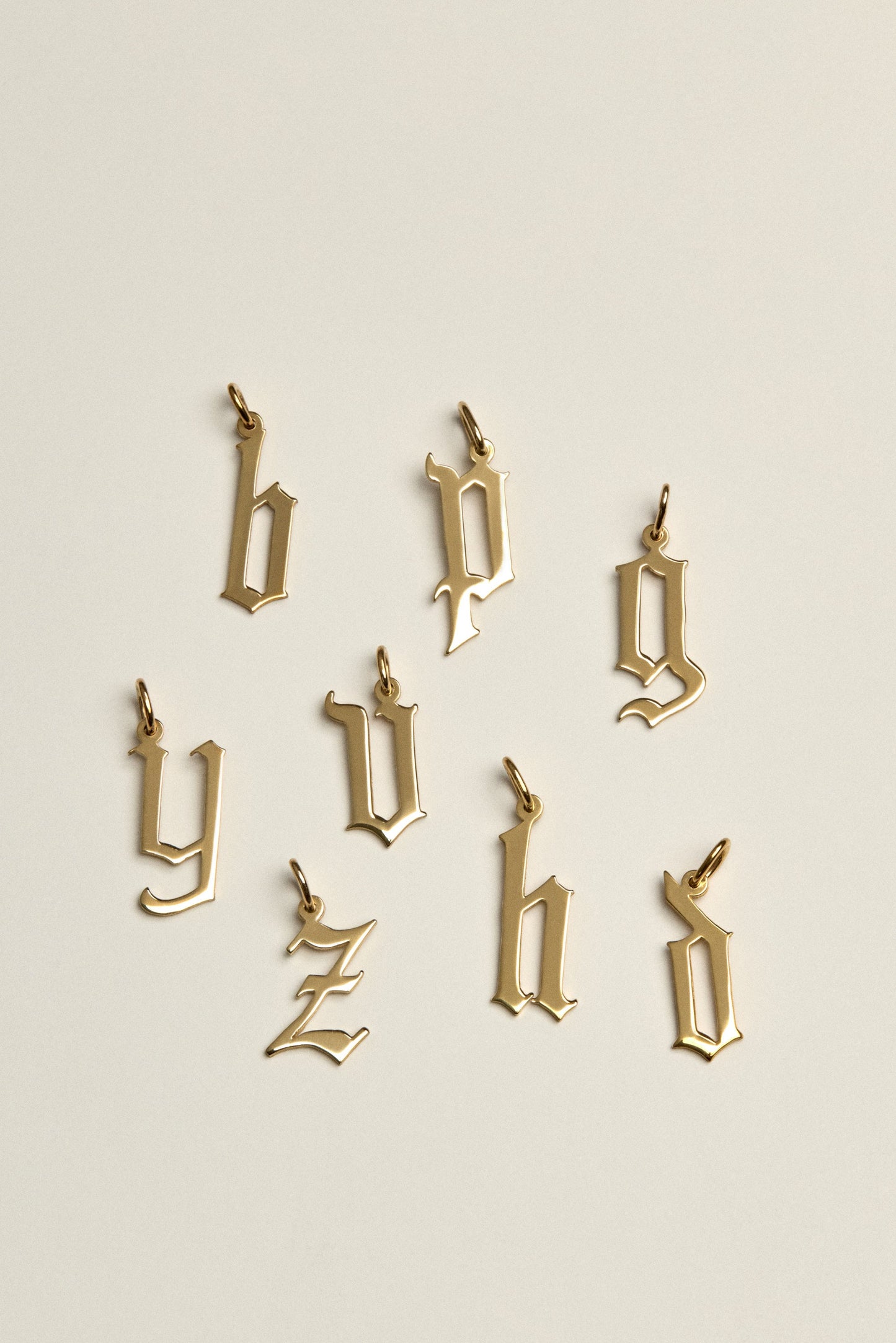 Omega Loop Necklace with Large Gothic Letter | 9K Yellow Gold