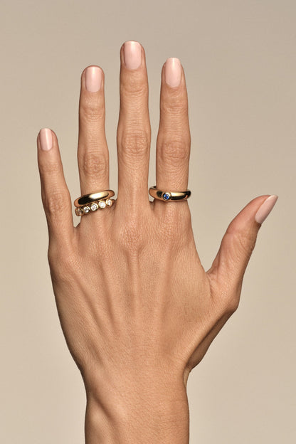 Round Diamond Bezel Band | 18K Yellow Gold