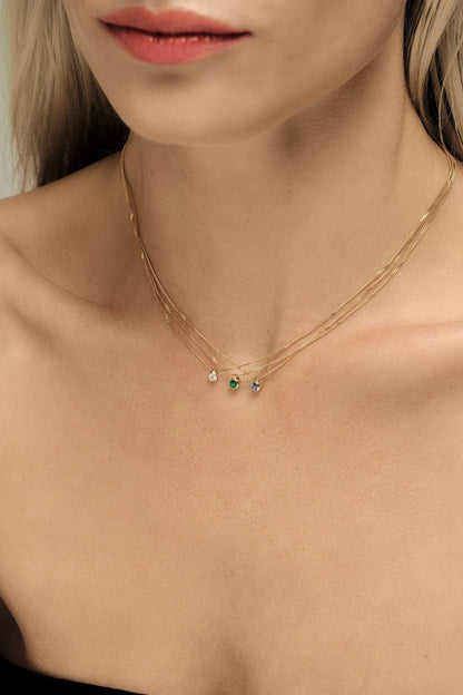 Mini Emerald Necklace | 9K Gold