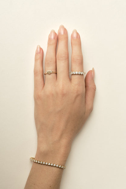 Mini Heart Signet Ring | White Gold