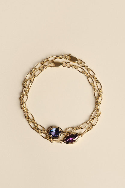 Roma Oval Gemstone Bracelet | Yellow Gold