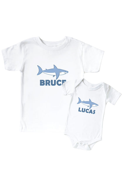 Personalized Fin Friends Graphic Bodysuit & Kids Tee | White