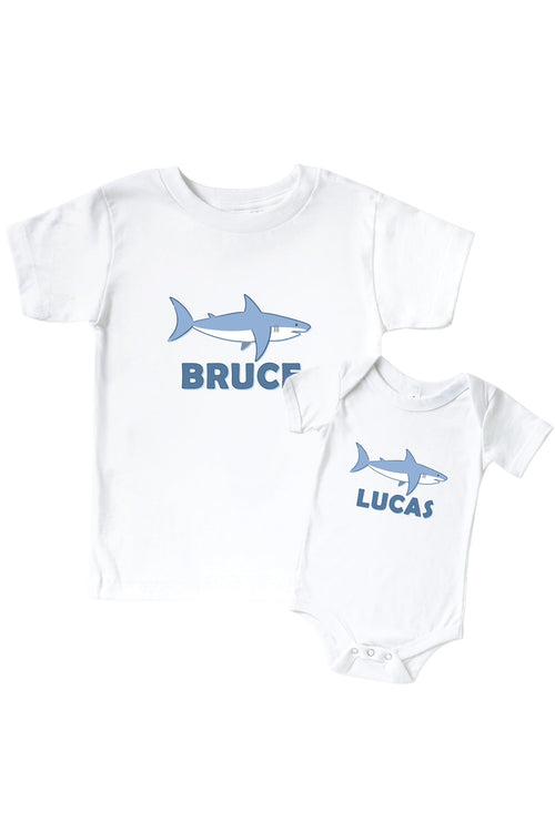Personalized Fin Friends Graphic Bodysuit & Kids Tee | White