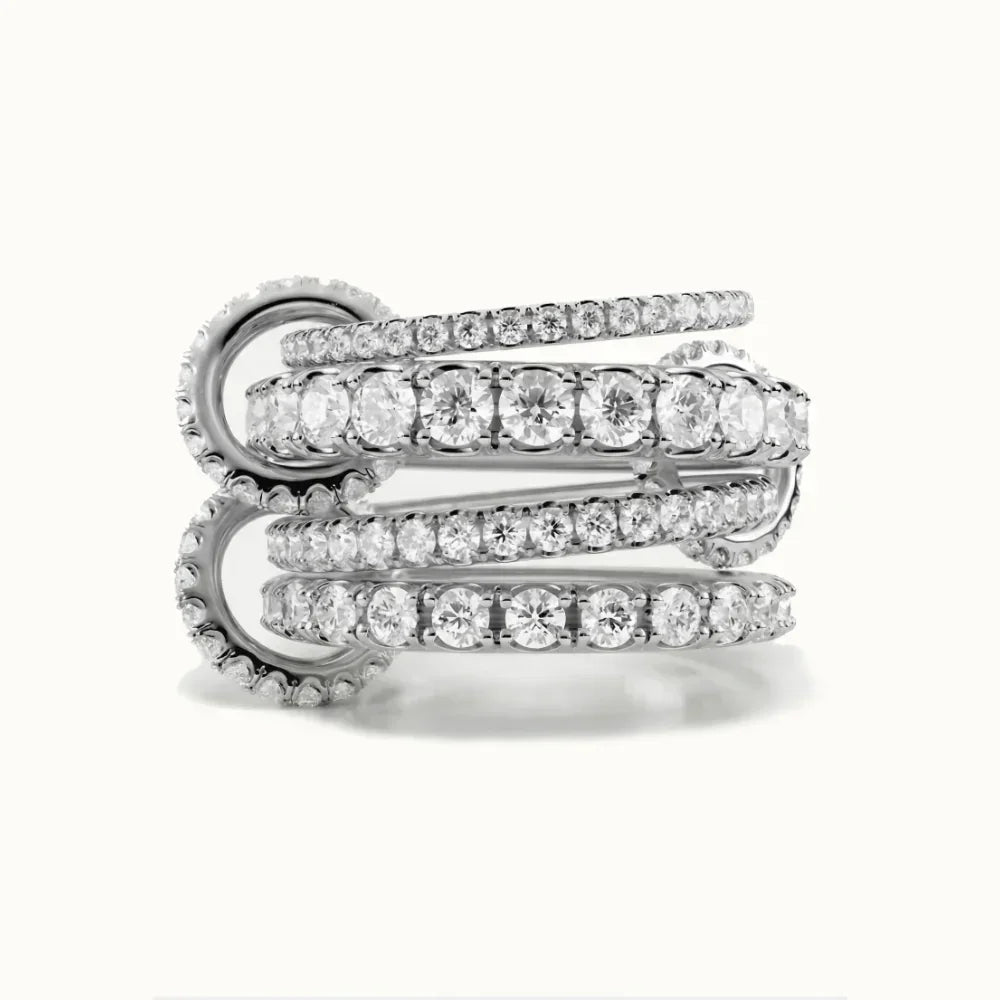 Hallie Stacked Diamond Silver Ring